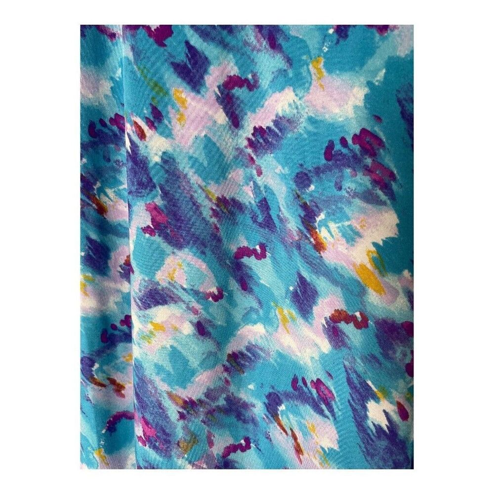 Caribbean Joe Women's Dress UPF 50+ Yoke Neck Colorful Print Size LBlue Haze - Picture 4 of 5